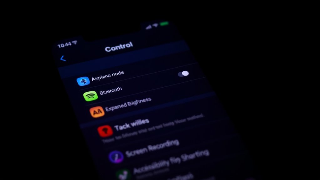 customize control center options