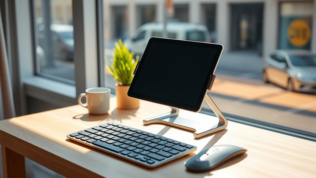 ergonomic organized comfortable workspace
