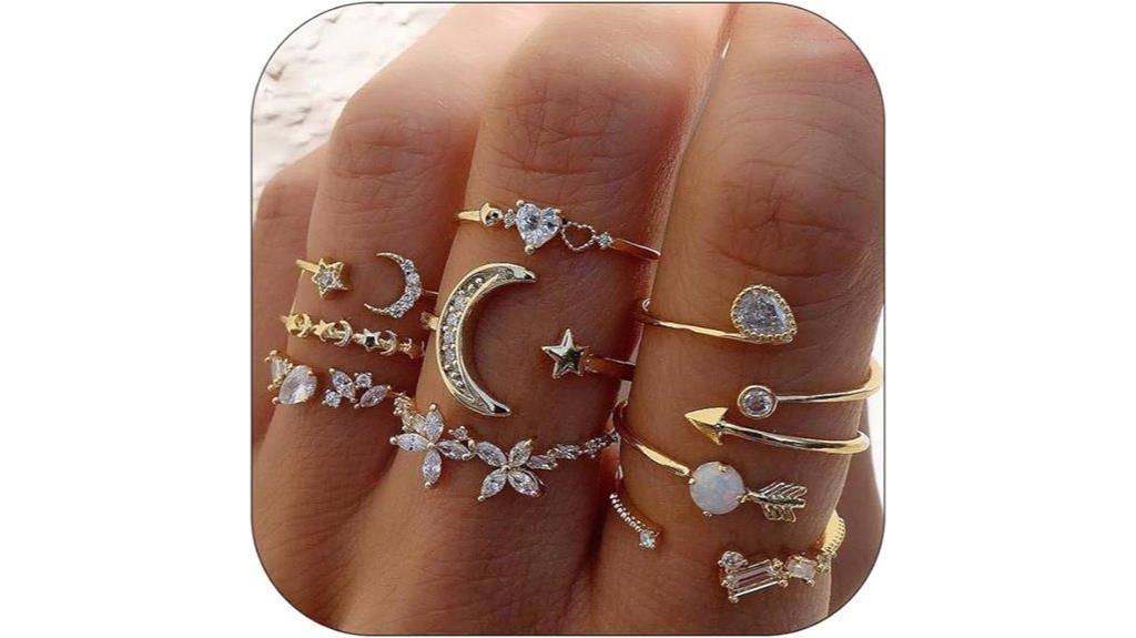 gold stackable heart rings