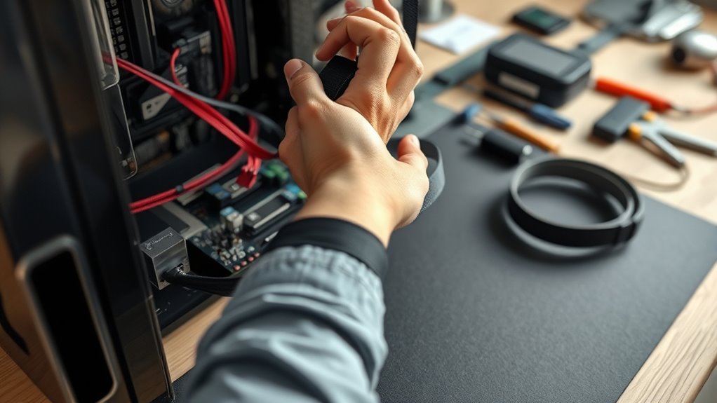 handle components with static precautions