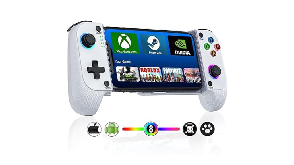 mobile gaming controller with leds