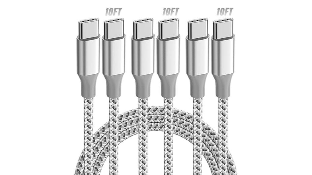 three pack 10ft usb c cables