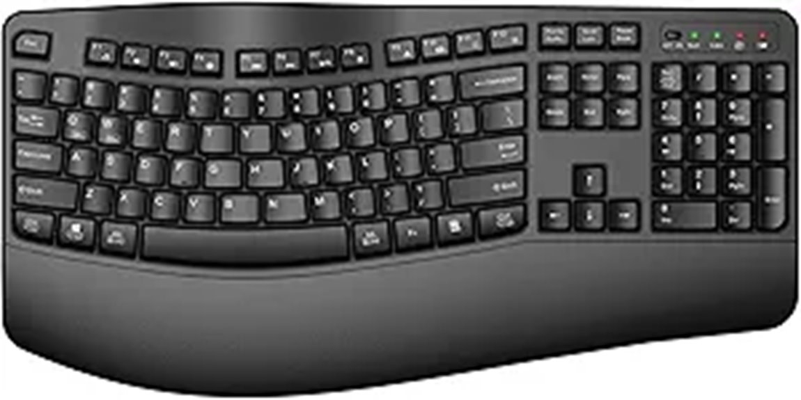 wireless ergonomic keyboard with wrist rest