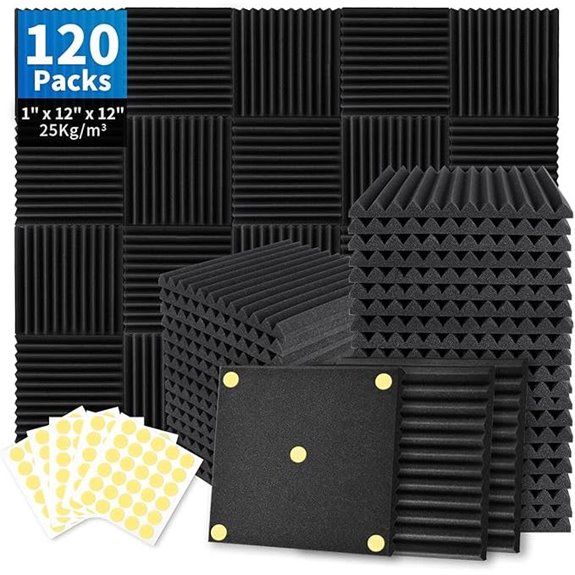 Focusound 120 Pack Acoustic Foam Panels with Adhesive
