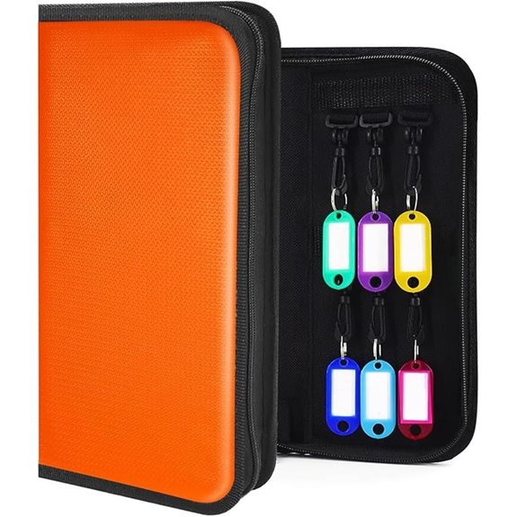 Zippered Key Organizer with 12 Hooks and Tags