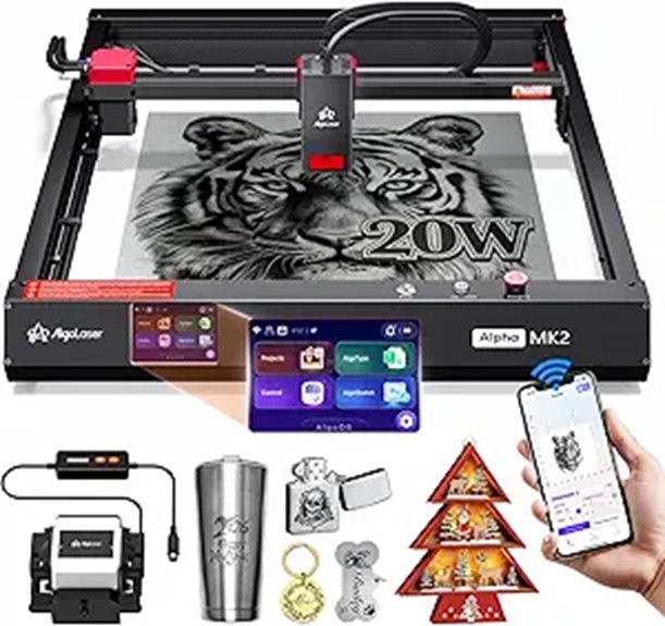 Algolaser 20W Laser Engraver with Touchscreen and Air Assist