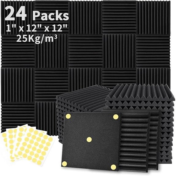 Focusound 24 Pack Acoustic Foam Panels with Adhesive