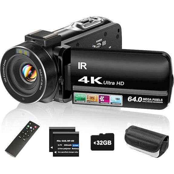 4K UHD Vlogging Camera with Night Vision and Accessories
