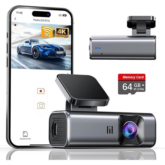4K Car Dash Cam with WiFi Night Vision 64GB Included