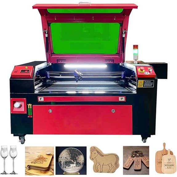 80W CO2 Laser Cutter with Air Assist and Water Tank