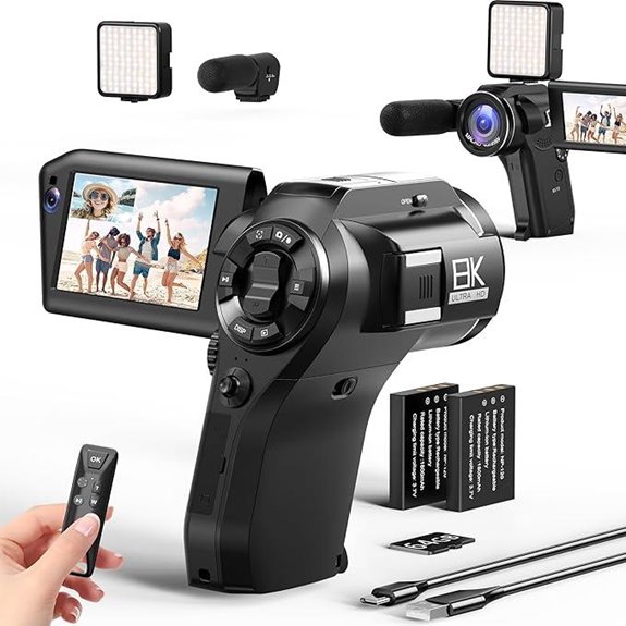 FLATIC 8K Video Camera with Microphone & Accessories
