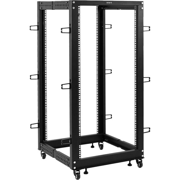 VIVO 25U Mobile Server Rack Adjustable Black