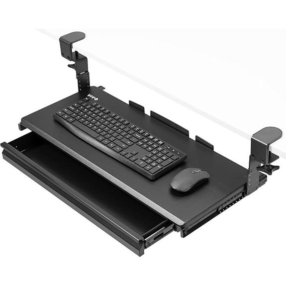 VIVO Adjustable Clamp Keyboard Tray with Storage