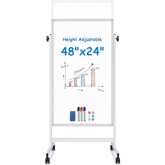 Maxtek Adjustable Rolling Whiteboard on Wheels