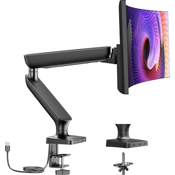 Adjustable Monitor Mount with USB Hub for Desks