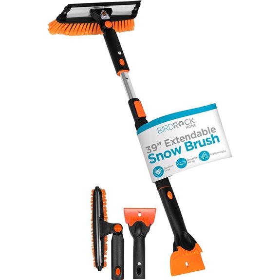 Extendable Snow Brush with Squeegee & Ice Scraper