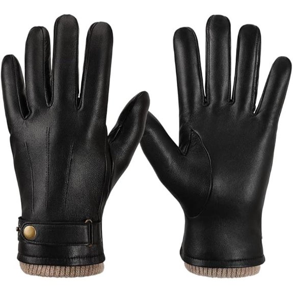 Men's Leather Winter Gloves with Touchscreen Warmth
