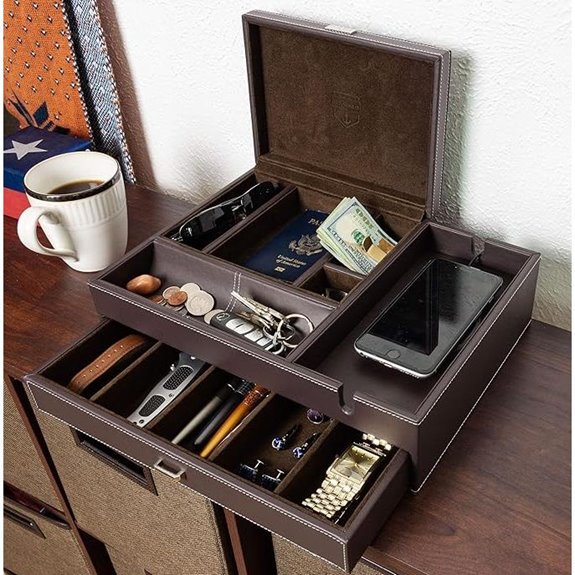 Men's Leather Watch Box with Charging Station