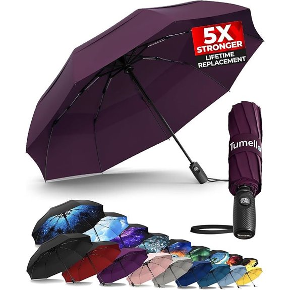 TUMELLA Windproof Travel Umbrella with Automatic Folding