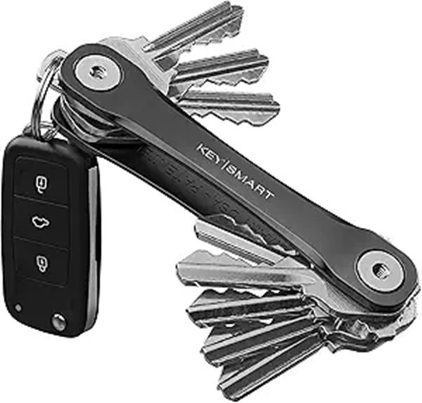 KEYSMART Compact Key Organizer for Keychain Black Flex