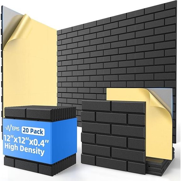 20 Pack Soundproof Foam Panels with Adhesive Black
