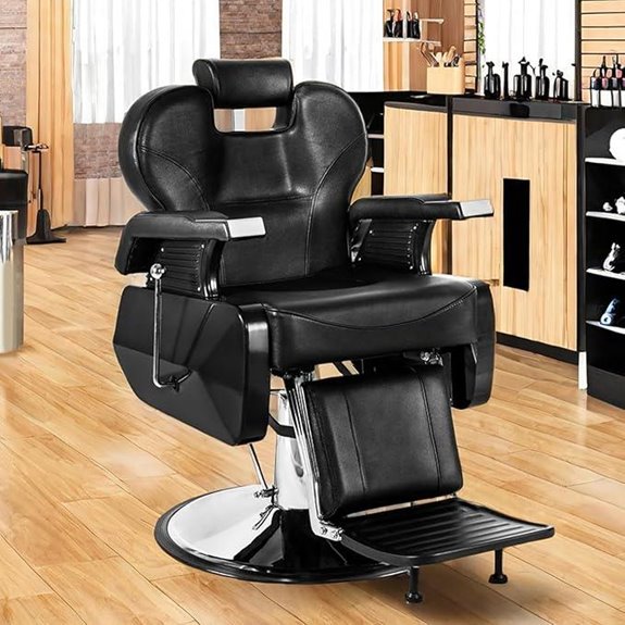 Black Barber Chair with Hydraulic and Headrest