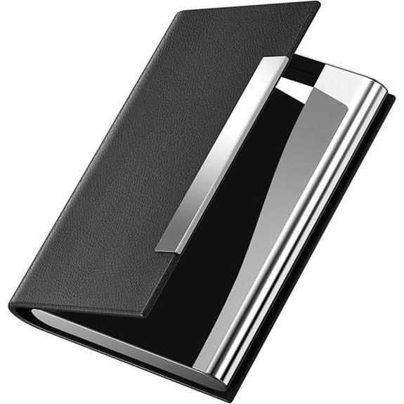 Padike Leather & Steel Business Card Holder (Black)