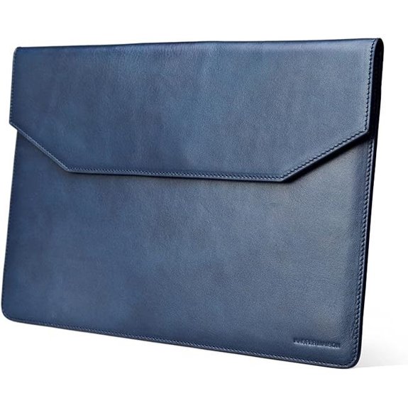 blue leather laptop sleeve