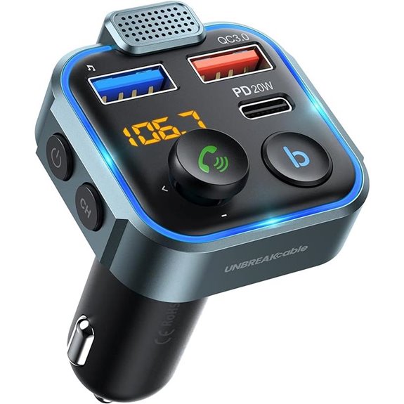 UNBREAKcable Bluetooth 5.3 FM Transmitter for Car