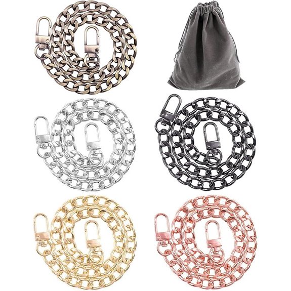 Purse Chain Strap Length Bright Black for Shoulder Cross