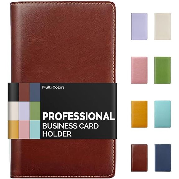 Sooez Leather Business Card Holder 240 Capacity Brown