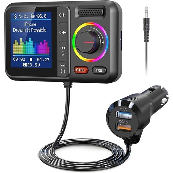 Nulaxy Bluetooth FM Transmitter for Car QC3.0 AUX