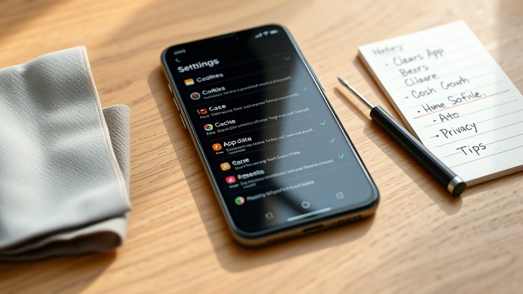 clear cookies and cache