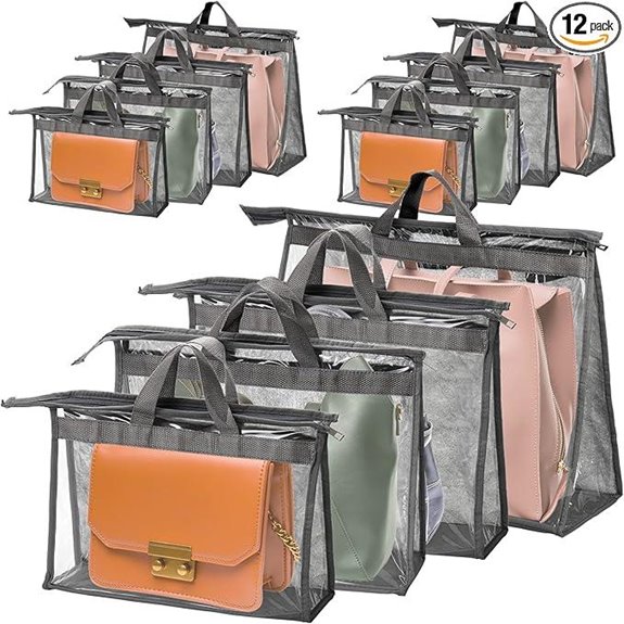 Peohud 12 Pack Clear Handbag Dust Bags