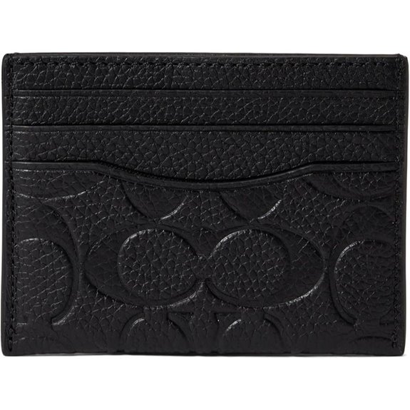 Coach Flat Card Case in Signature Leather Black One Size