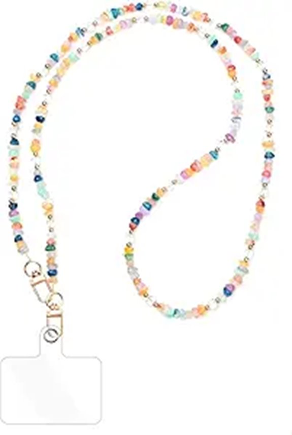 Colorful Phone Lanyard with Crystal Charm and Wallet Chain