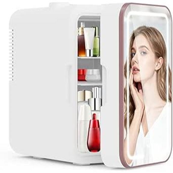 Mini Skincare Fridge with LED Light and Mirror