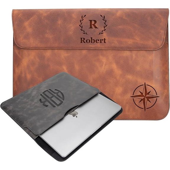 Personalized Leather Laptop & iPad Sleeve for Men & Women