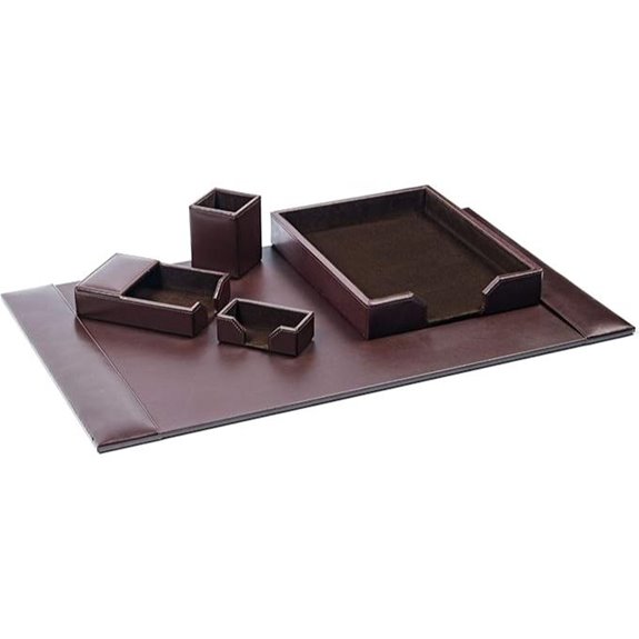 DACASSO Leather Desk Set (Dark Brown 5 Pieces)