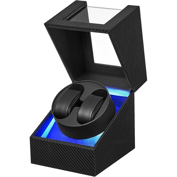 BEWISHOME Double Watch Winder with LED Light
