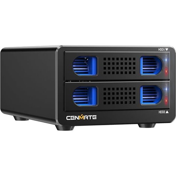 Dual Bay Aluminum HDD Enclosure with Cooling Fan