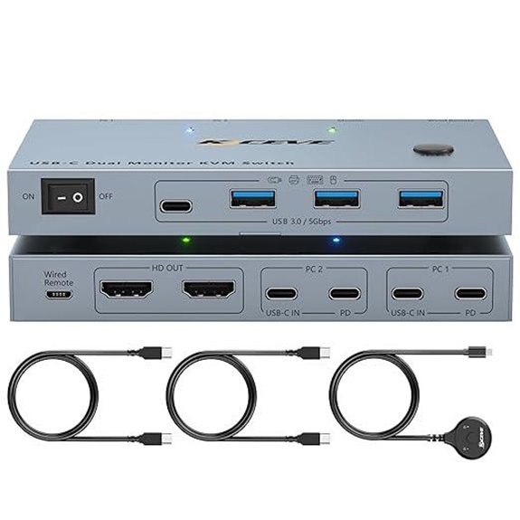USB-C KVM Switch for Dual Monitors & Laptops