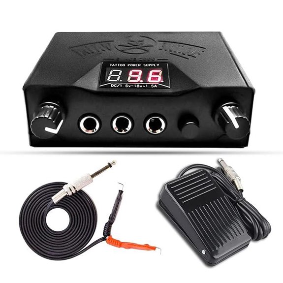 Dual Digital Tattoo Machine Power Supply Kit with Foot Pedal and Clip Cord