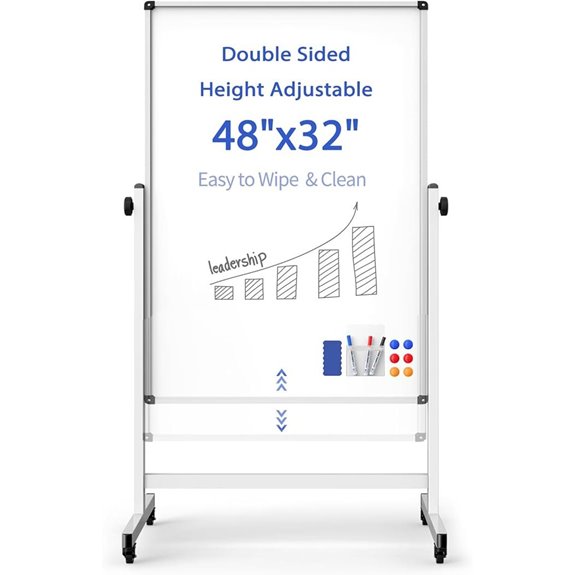 Mobile Double-Sided Magnetic Whiteboard on Wheels
