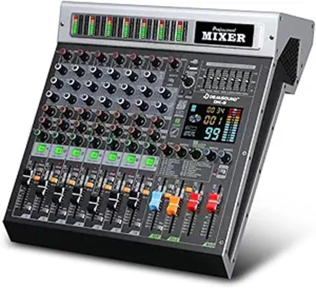 8-Channel Audio Mixer with Bluetooth and USB