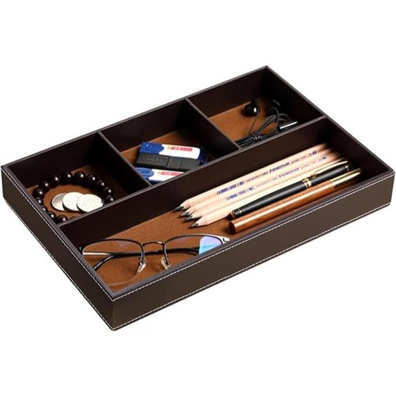 Fanousy Leather Valet Tray with 4 CompartMents