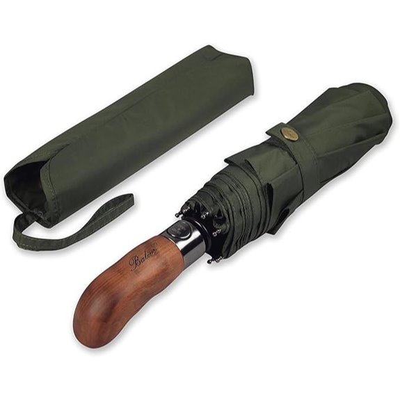 Balios Prestige Travel Folding Umbrella with Wooden Handle
