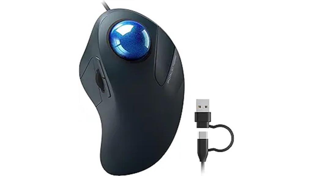 ergonomic wired trackball mouse