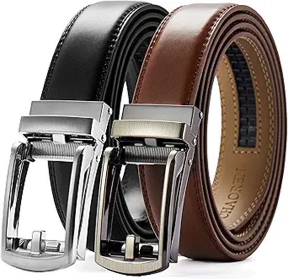 CHAOREN Men's Leather Ratchet Belt Set (Black)