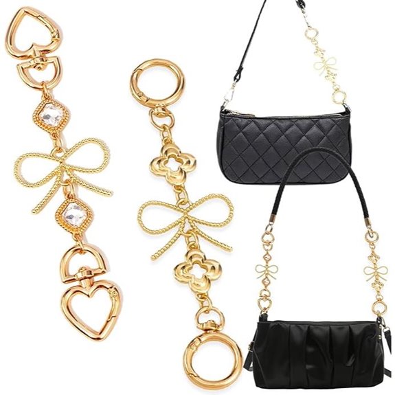 Gold Bow Purse Strap Chain (2 pcs)